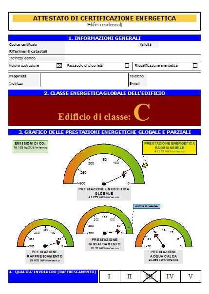 la prima pagina dell'Attestato di Prestazione Energetica