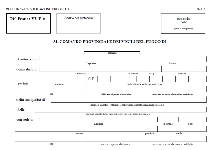 modulo di istanza di valutazione del progetto