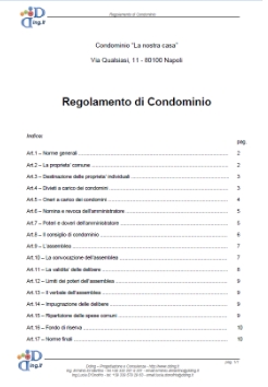 la prima pagina di un regolamento condominiale